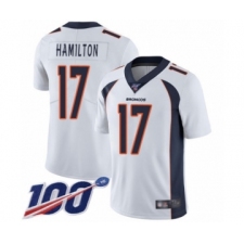 Men's Denver Broncos #17 DaeSean Hamilton White Vapor Untouchable Limited Player 100th Season Football Jersey