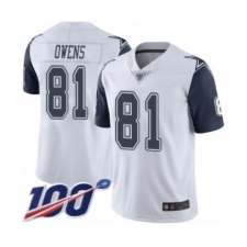 Men's Dallas Cowboys #81 Terrell Owens Limited White Rush Vapor Untouchable 100th Season Football Jersey