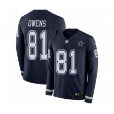 Men's Nike Dallas Cowboys #81 Terrell Owens Limited Navy Blue Therma Long Sleeve NFL Jersey