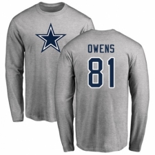 NFL Nike Dallas Cowboys #81 Terrell Owens Ash Name & Number Logo Long Sleeve T-Shirt