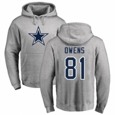NFL Nike Dallas Cowboys #81 Terrell Owens Ash Name & Number Logo Pullover Hoodie