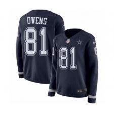 Women's Nike Dallas Cowboys #81 Terrell Owens Limited Navy Blue Therma Long Sleeve NFL Jersey