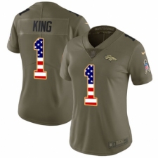 Women's Nike Denver Broncos #1 Marquette King Limited Olive/USA Flag 2017 Salute to Service NFL Jersey