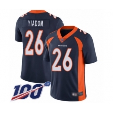 Men's Denver Broncos #26 Isaac Yiadom Navy Blue Alternate Vapor Untouchable Limited Player 100th Season Football Jersey