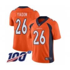 Men's Denver Broncos #26 Isaac Yiadom Orange Team Color Vapor Untouchable Limited Player 100th Season Football Jersey