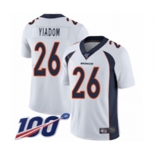 Men's Denver Broncos #26 Isaac Yiadom White Vapor Untouchable Limited Player 100th Season Football Jersey