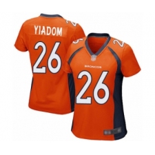 Women's Denver Broncos #26 Isaac Yiadom Game Orange Team Color Football Jersey