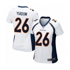 Women's Denver Broncos #26 Isaac Yiadom Game White Football Jersey