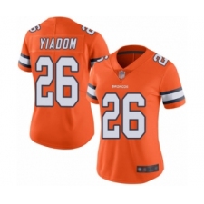Women's Denver Broncos #26 Isaac Yiadom Limited Orange Rush Vapor Untouchable Football Jersey