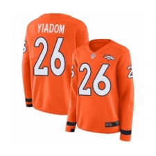 Women's Denver Broncos #26 Isaac Yiadom Limited Orange Therma Long Sleeve Football Jersey