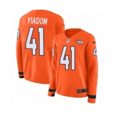 Women's Nike Denver Broncos #41 Isaac Yiadom Limited Orange Therma Long Sleeve NFL Jersey