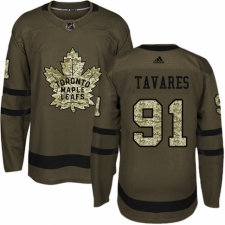 Men's Adidas Toronto Maple Leafs #91 John Tavares Authentic Green Salute to Service NHL Jersey