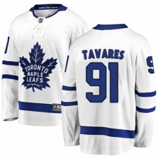 Youth Toronto Maple Leafs #91 John Tavares Authentic White Away Fanatics Branded Breakaway NHL Jersey