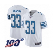 Men's Detroit Lions #33 Kerryon Johnson White Vapor Untouchable Limited Player 100th Season Football Jersey
