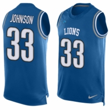 Men's Nike Detroit Lions #33 Kerryon Johnson Limited Blue Player Name & Number Tank Top NFL Jersey