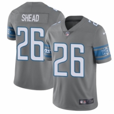 Men's Nike Detroit Lions #26 DeShawn Shead Elite Steel Rush Vapor Untouchable NFL Jersey