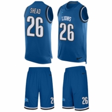 Men's Nike Detroit Lions #26 DeShawn Shead Limited Blue Tank Top Suit NFL Jersey
