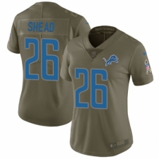 Women's Nike Detroit Lions #26 DeShawn Shead Limited Olive 2017 Salute to Service NFL Jersey