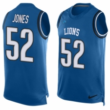 Men's Nike Detroit Lions #52 Christian Jones Limited Blue Player Name & Number Tank Top NFL Jersey
