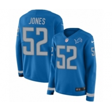 Women's Nike Detroit Lions #52 Christian Jones Limited Blue Therma Long Sleeve NFL Jersey