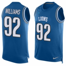 Men's Nike Detroit Lions #92 Sylvester Williams Limited Blue Player Name & Number Tank Top NFL Jersey
