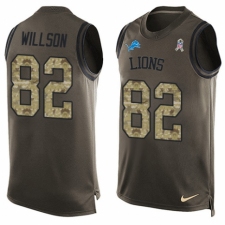 Men's Nike Detroit Lions #82 Luke Willson Limited Green Salute to Service Tank Top NFL Jersey