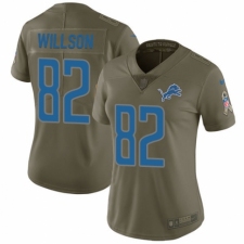 Women's Nike Detroit Lions #82 Luke Willson Limited Olive 2017 Salute to Service NFL Jersey