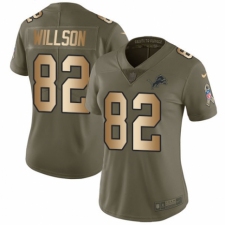 Women's Nike Detroit Lions #82 Luke Willson Limited Olive/Gold Salute to Service NFL Jersey