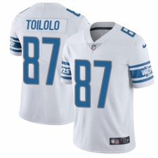 Men's Nike Detroit Lions #87 Levine Toilolo White Vapor Untouchable Limited Player NFL Jersey