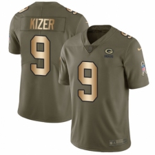 Men's Nike Green Bay Packers #9 DeShone Kizer Limited Olive/Gold 2017 Salute to Service NFL Jersey