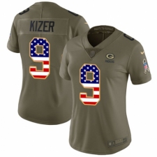Women's Nike Green Bay Packers #9 DeShone Kizer Limited Olive/USA Flag 2017 Salute to Service NFL Jersey
