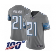 Men's Detroit Lions #21 Tracy Walker Limited Steel Rush Vapor Untouchable 100th Season Football Jersey