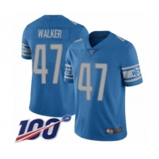 Men's Detroit Lions #47 Tracy Walker Blue Team Color Vapor Untouchable Limited Player 100th Season Football Jersey