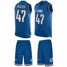 Men's Nike Detroit Lions #47 Tracy Walker Limited Blue Tank Top Suit NFL Jersey