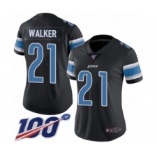Women's Detroit Lions #21 Tracy Walker Limited Black Rush Vapor Untouchable 100th Season Football Jersey