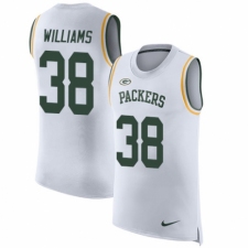 Men's Nike Green Bay Packers #38 Tramon Williams White Rush Player Name & Number Tank Top NFL Jersey