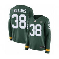 Women's Nike Green Bay Packers #38 Tramon Williams Limited Green Therma Long Sleeve NFL Jersey