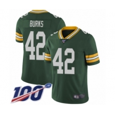 Men's Green Bay Packers #42 Oren Burks Green Team Color Vapor Untouchable Limited Player 100th Season Football Jersey
