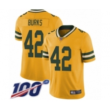 Men's Green Bay Packers #42 Oren Burks Limited Gold Rush Vapor Untouchable 100th Season Football Jersey
