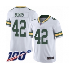 Men's Green Bay Packers #42 Oren Burks White Vapor Untouchable Limited Player 100th Season Football Jersey
