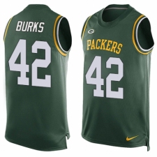 Men's Nike Green Bay Packers #42 Oren Burks Limited Green Player Name & Number Tank Top NFL Jersey