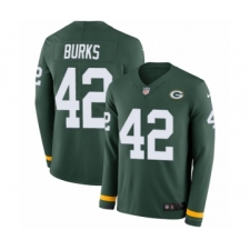 Men's Nike Green Bay Packers #42 Oren Burks Limited Green Therma Long Sleeve NFL Jersey