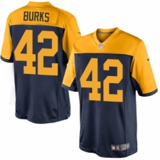 Men's Nike Green Bay Packers #42 Oren Burks Limited Navy Blue Alternate NFL Jersey