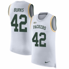 Men's Nike Green Bay Packers #42 Oren Burks White Rush Player Name & Number Tank Top NFL Jersey