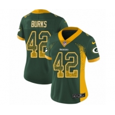 Women's Nike Green Bay Packers #42 Oren Burks Limited Green Rush Drift Fashion NFL Jersey