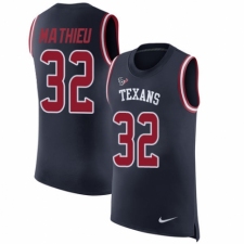 Men's Nike Houston Texans #32 Tyrann Mathieu Navy Blue Rush Player Name & Number Tank Top NFL Jersey