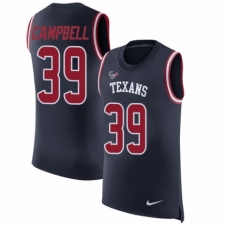 Men's Nike Houston Texans #39 Ibraheim Campbell Navy Blue Rush Player Name & Number Tank Top NFL Jersey