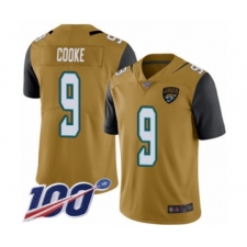 Men's Jacksonville Jaguars #9 Logan Cooke Limited Gold Rush Vapor Untouchable 100th Season Football Jersey