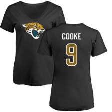 NFL Women's Nike Jacksonville Jaguars #9 Logan Cooke Black Name & Number Logo Slim Fit T-Shirt