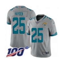 Men's Jacksonville Jaguars #25 D.J. Hayden Silver Inverted Legend Limited 100th Season Football Jersey